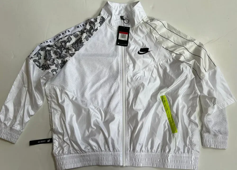Nike Womens Sportswear NSW Woven Track Jacket White Active AR3025 100 Size L NWT